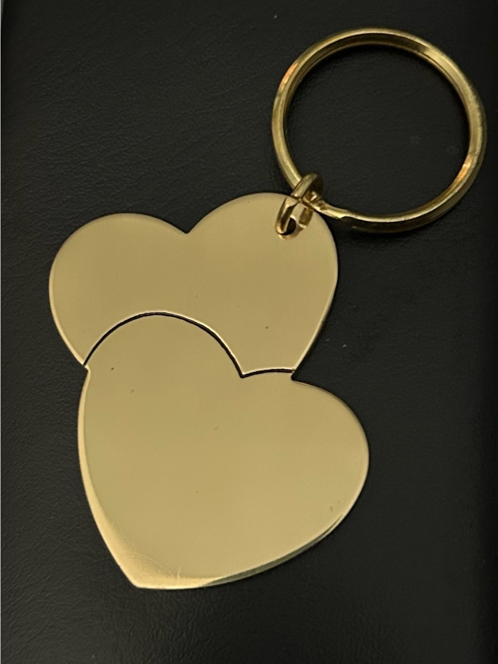 Gold Double Heart Russ Brass Keychain - Women's Accessory